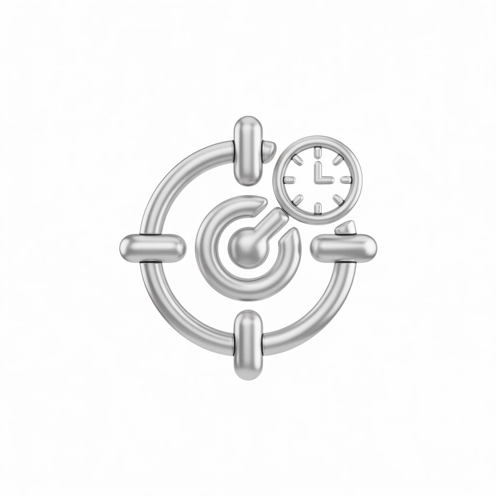 Silver jewelry piece with a clock face on a white background